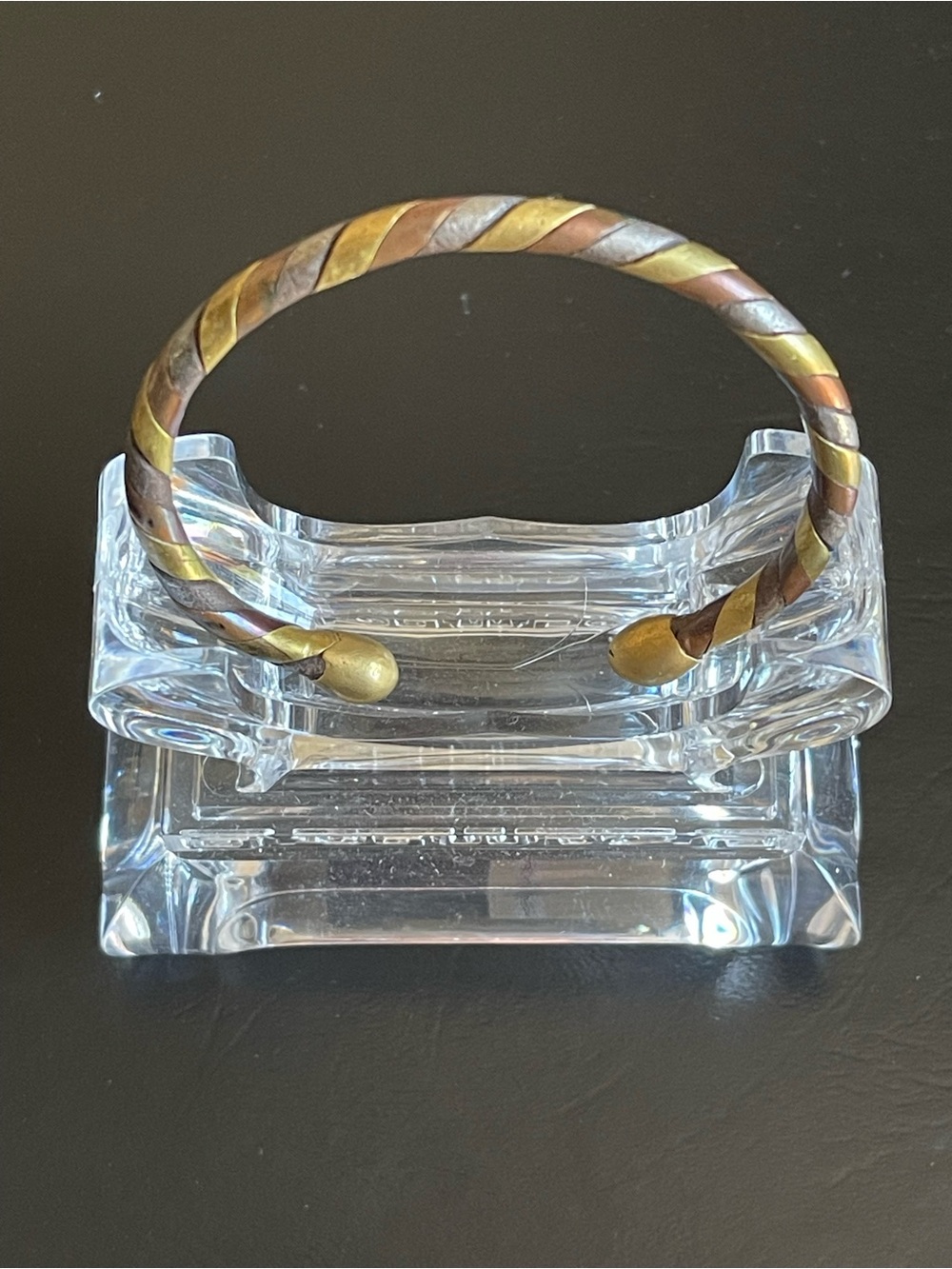 Tri-Tone Twisted Metal Open Cuff Bracelet.